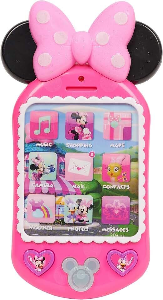 Disney Junior Minnie Bow-Tique Why Hello Pretend Play Cell Phone, Lights and Sounds, Batteries Included, Kids Toys for Ages 3 Up by Just Play