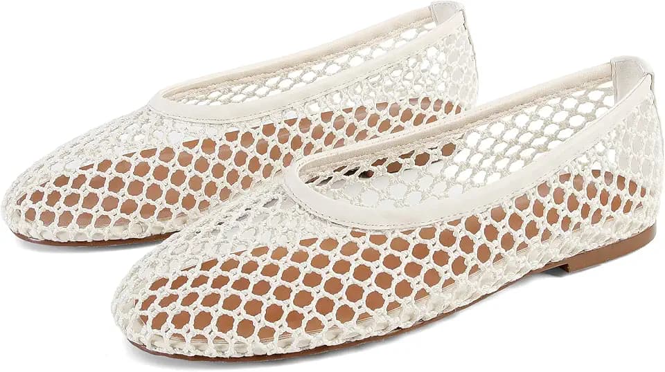 SOVANYOU Mesh Ballet Flats for Women Slip On Round Toe Comfy Casual Office Fishnet Ballerina Flat Shoes