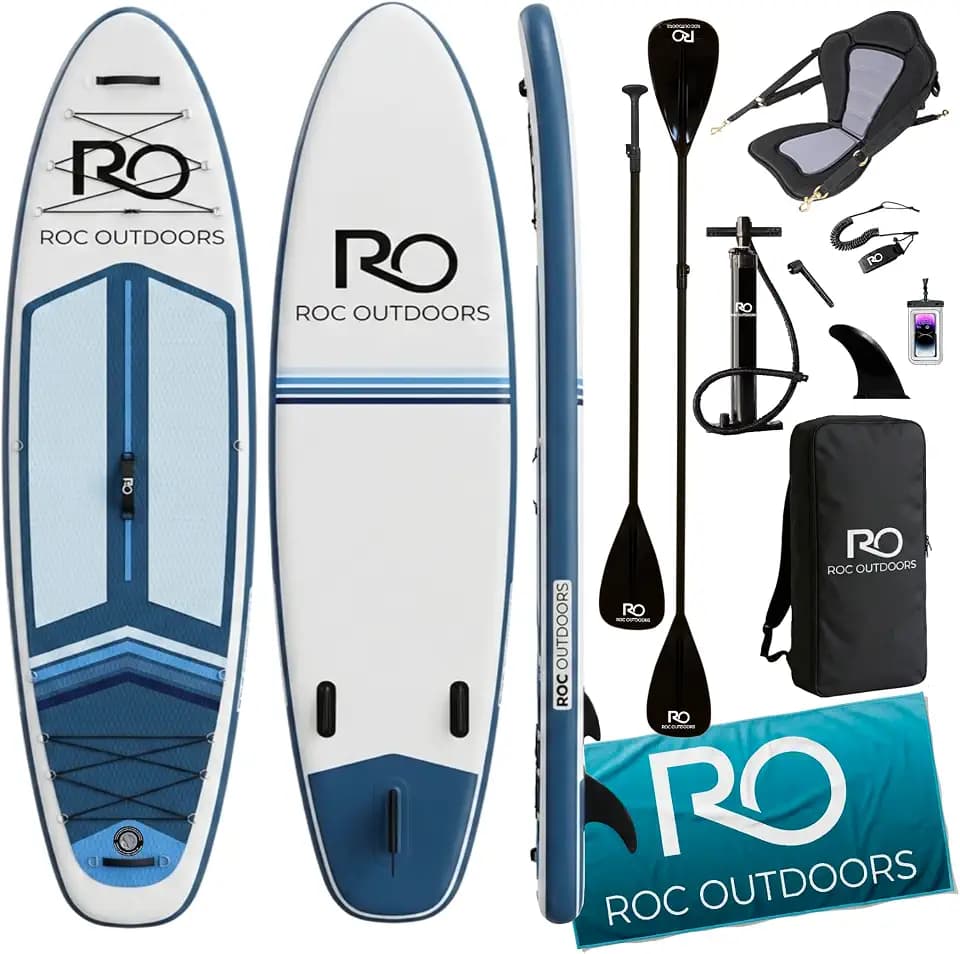 Roc Inflatable Stand Up Paddle Board 10' 6" with Premium SUP Paddle Board Accessories, Wide Stable Design, Non-Slip Comfort Deck for Youth & Adults