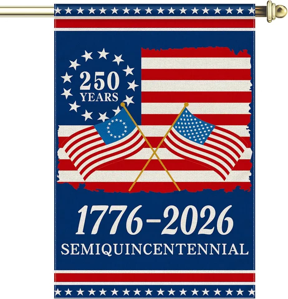 250th Anniversary America Garden Flag, 250 Years Banner USA 4th of July Patriotic 1776-2026 Yard Sign Double-Sided Waterproof Flag 28x40 Inch