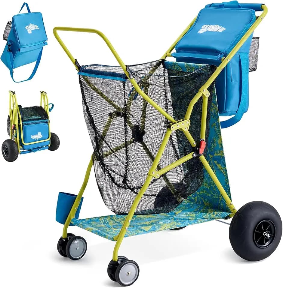 Old Bahama Bay Beach Cart with 9" Big Balloon Wheels for Soft Sand