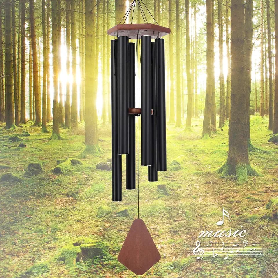 Large Wind Chimes for Outside 44 inch Black Deep Tone Garden Gift Outdoor