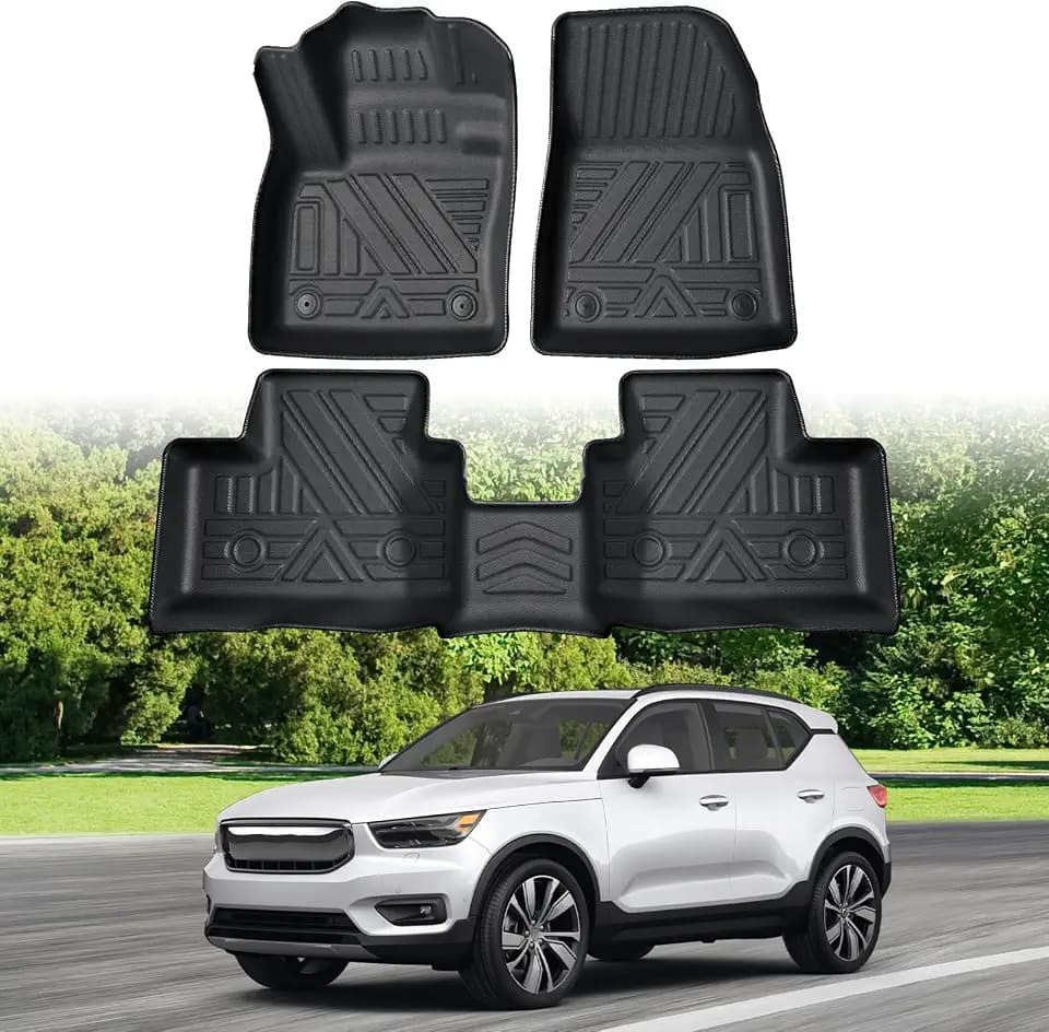 ECOZEN Fußmatten für Volvo XC40 2018-2026(Kraftstoffversion), Original 3D-Scan 3-lagiges TPE Gummimatten Set, Allwetter rutschfest Fussmatte Auto mit hohem Rand, Befestigungsknöpfe Volvo XC40 Zubehör