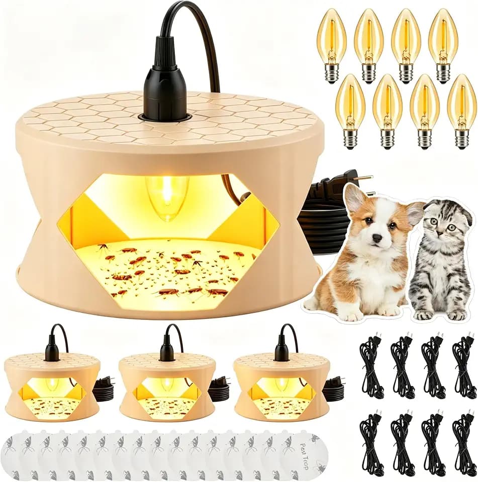 Flea Traps for Inside Your Home, 4 Pack Indoor Flea Light Traps