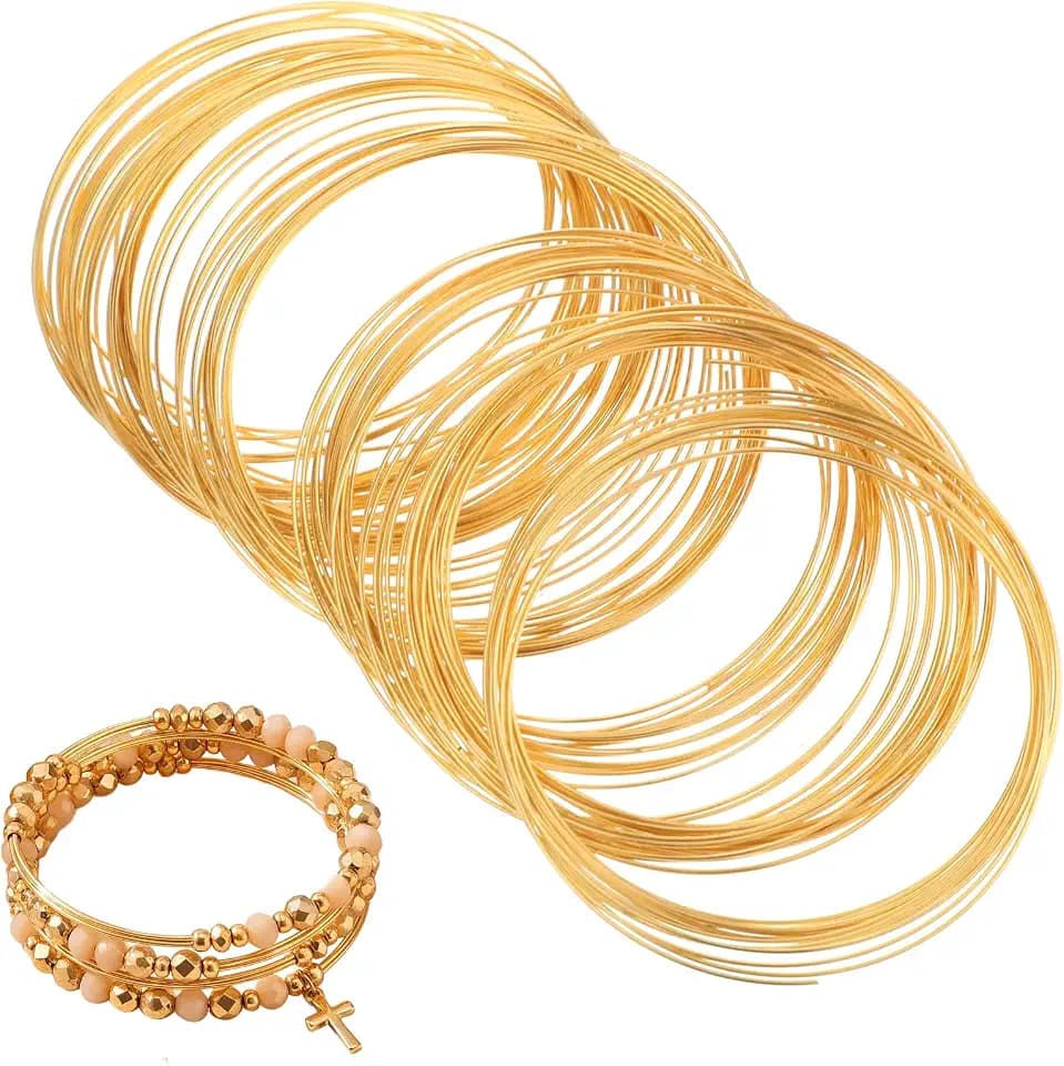 200 Loops Memory Wire for Jewelry Making Bracelets, 0.6mm(Gold)