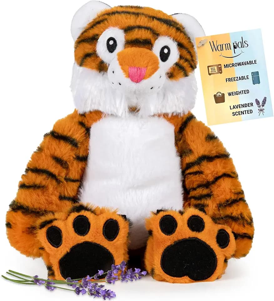 1i4 Group Warm Pals Tiger, Microwavable Weighted Plush, Heated for Warmth