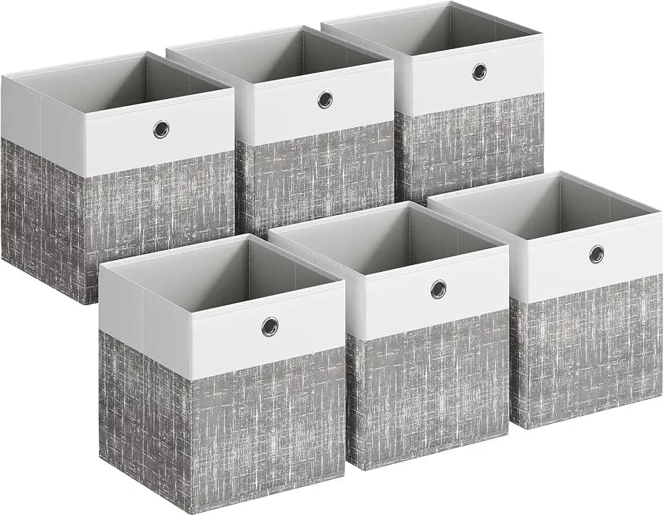 SONGMICS Storage Cubes, Set of 6 Foldable Organizer Boxes with Handles