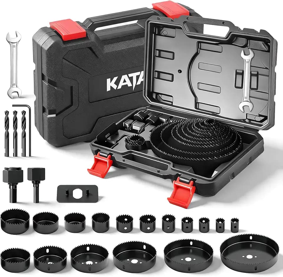 KATA 25 Piece Hole Saw Kit with 3/4"-6" for Wood, Drywall, PVC and Plastic