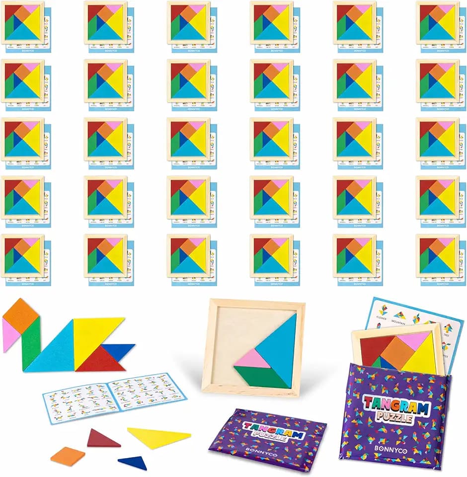 BONNYCO Tangram Kinder 30 Stück Mitgebsel Kindergeburtstag Gastgeschenke