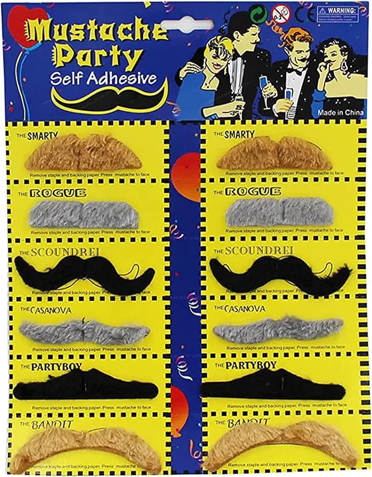 12 Piece Party Costume Masquerade Funny Props Simulation Fake Beard Black Mustache Colorful Mustache