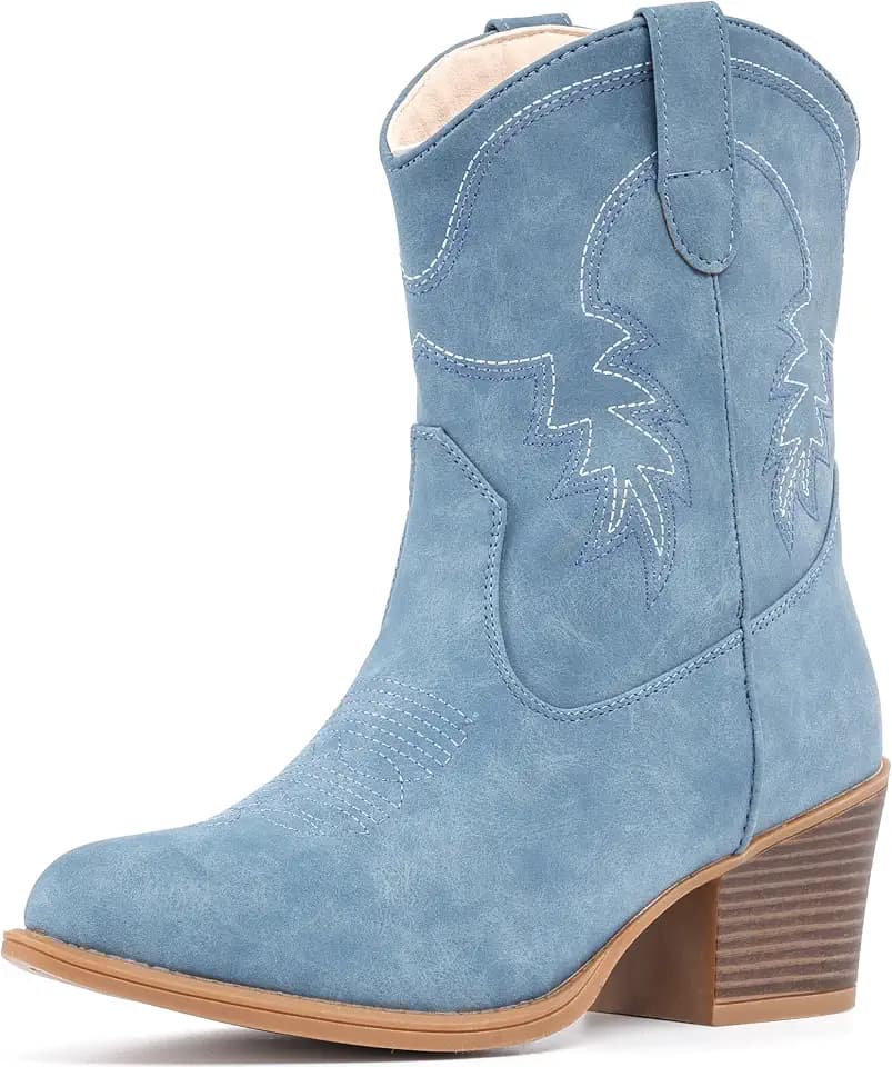 IXU Cowboy Boots for Women Ankle Cowgirl Wide Western Short Booties