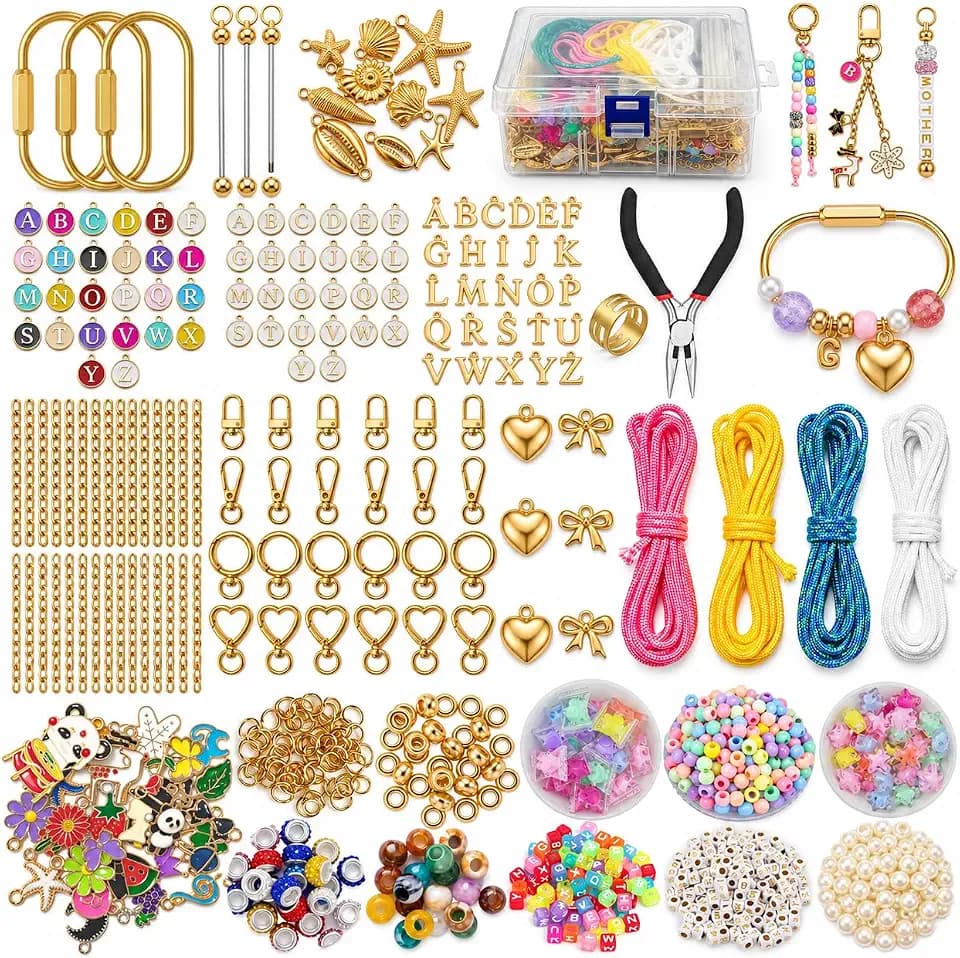 674Pcs Keychain Making Kit DIY Paracord Carabiner Bag Charm Kit with Beads