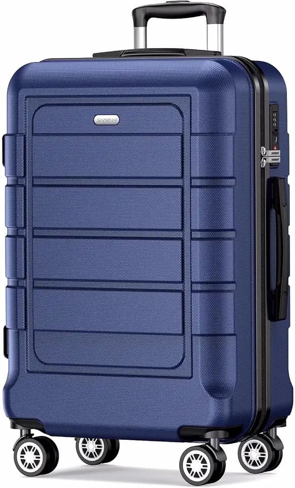 SHOWKOO Handgepäck-Set, 2-teilig, Hartschale, PC + ABS, erweiterbar, leicht, langlebig, Trolley, Reise-Kabinengepäck mit Spinnrollen, TSA-Schloss, blau, 140, Koffer