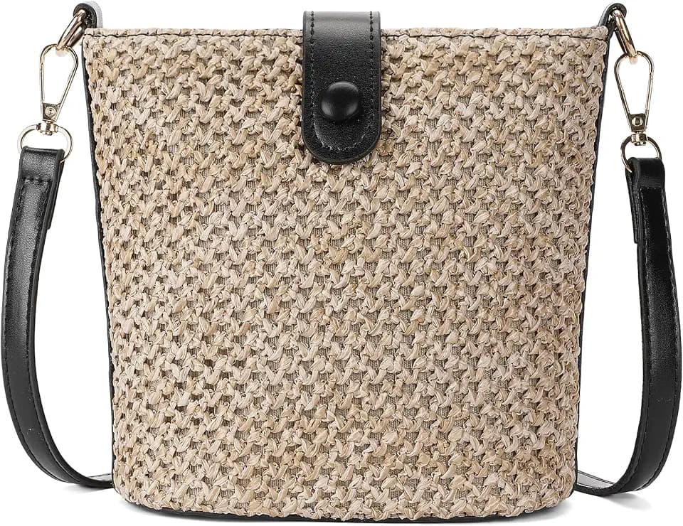 RNIEGA Small Straw Crossbody Bag for Women, Woven Summer Shoulder Phone Purse, Beach Handbag for Vacation Daily