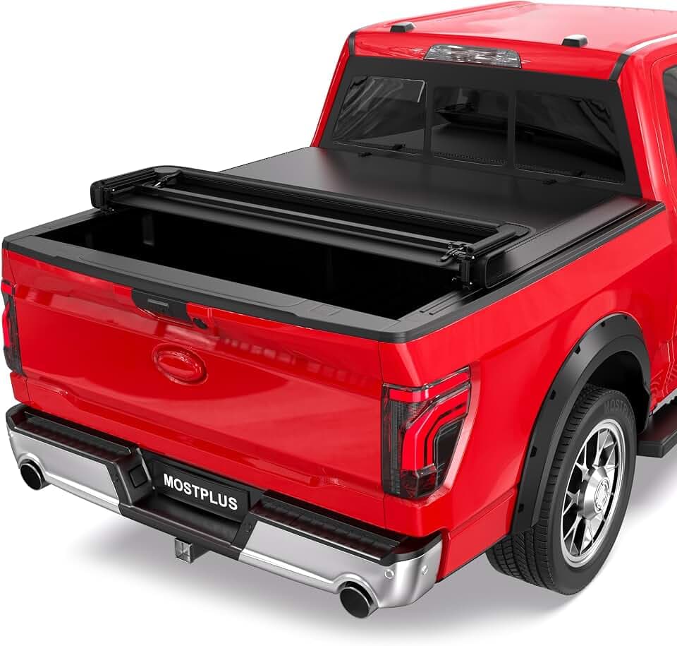 MOSTPLUS 6.5FT Quad Fold Soft Folding Truck Tonneau Cover Compatible for 2004 2005 2006 2007 2008 Ford F150 F-150 (Excl. 2004 Heritage) Fleetside Four Fold On Top 78Inch
