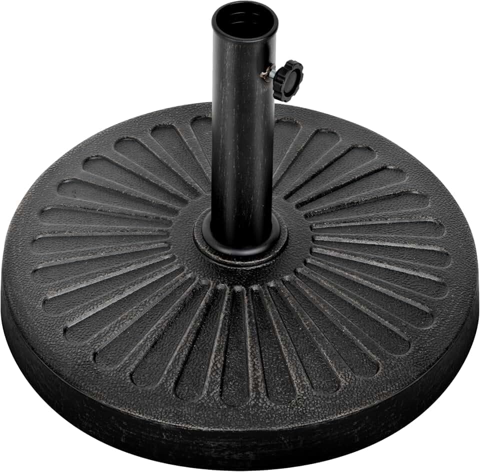 Simple Deluxe 30.86lbs 18.11" Market Umbrella Base Heavy Duty Round Stand for Patio Outdoor, Deck, Black