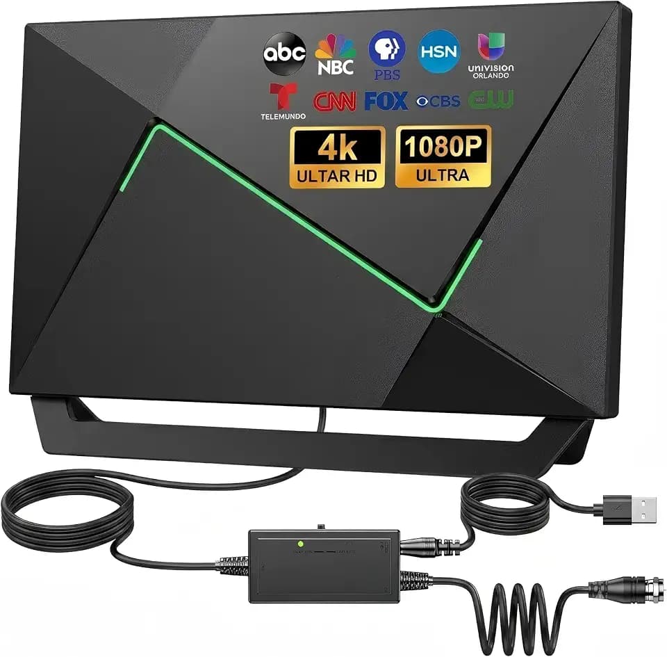 2026 TV Antenna for Smart TV Indoor for Local Channels HD Digital Antenna Outdoor Long Range Reception with Amplifier Signal Booster Supports 4K 1080p HD