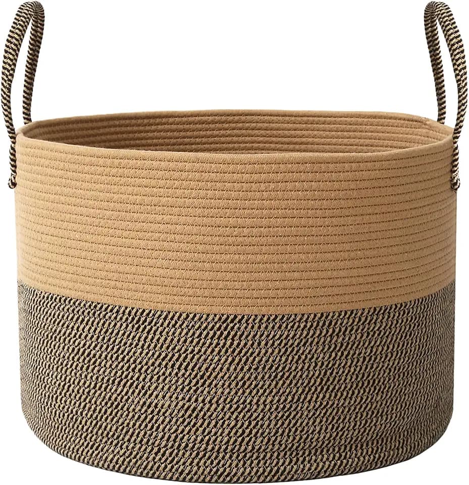 JMvicyroam 65L Extra Large Machine Washable Cotton Rope Blanket Basket