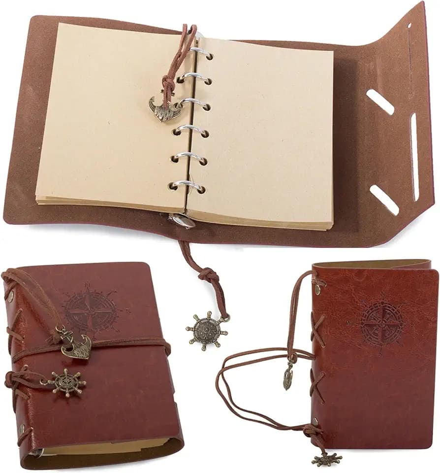 PARENCE. Vintage-Retro-Reisenotizbuch 15x10 cm – Tagebuch und Notizbuch in Eco-Leder – Nachfüllringordner – Kompaktgröße – Braun