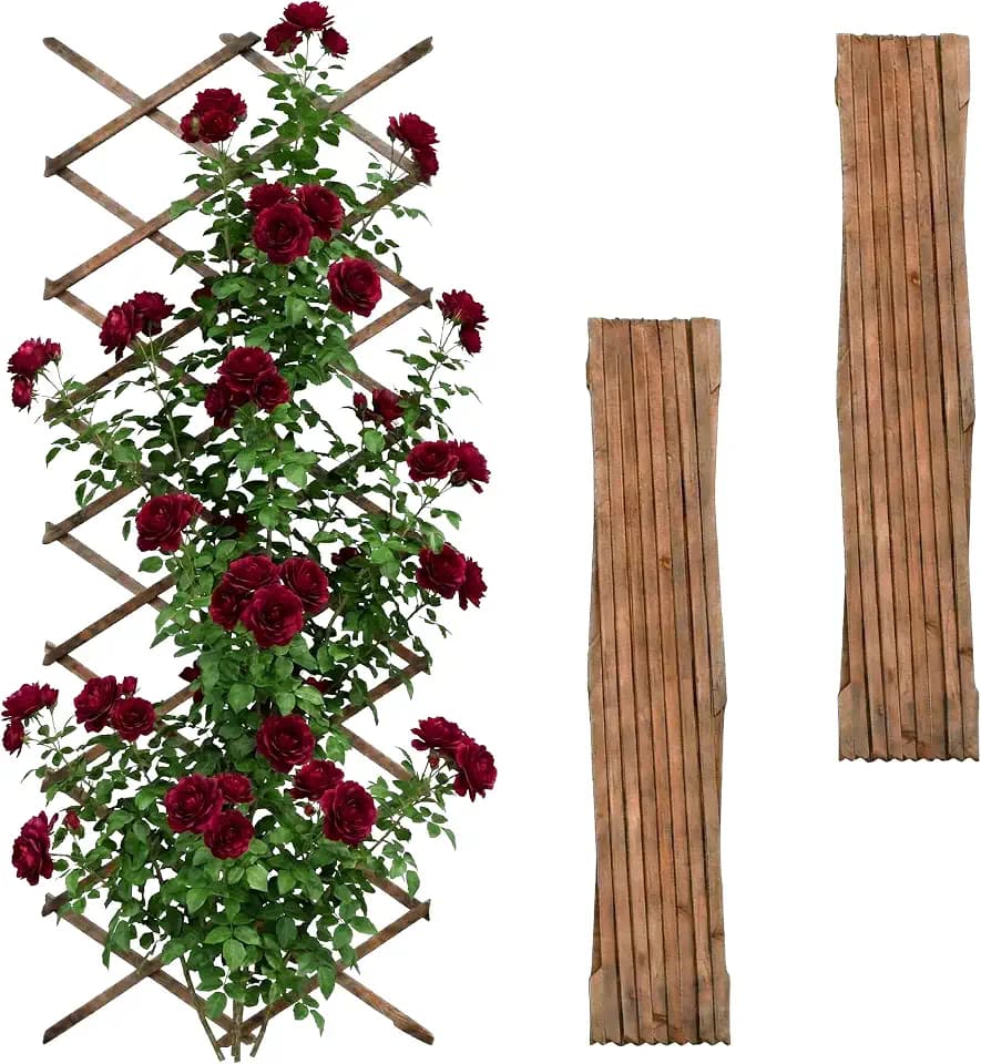 Relaxdays Rankgitter ausziehbar, 3er Set, 310x90 cm, Holz, geflammt