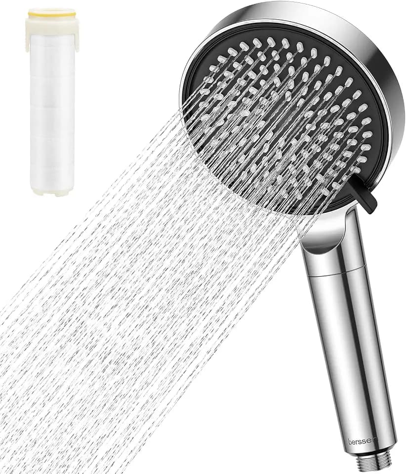 Duschkopf mit Filter, Hochdruck Brausekopf Dusche mit 3 Strahlarten, Sparduschkopf mit Filter-Funktion,Φ13 cm Oberfläche