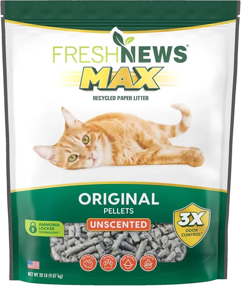 Fresh News MAX Unscented Original Cat Litter, Non-Clumping, 20 lb