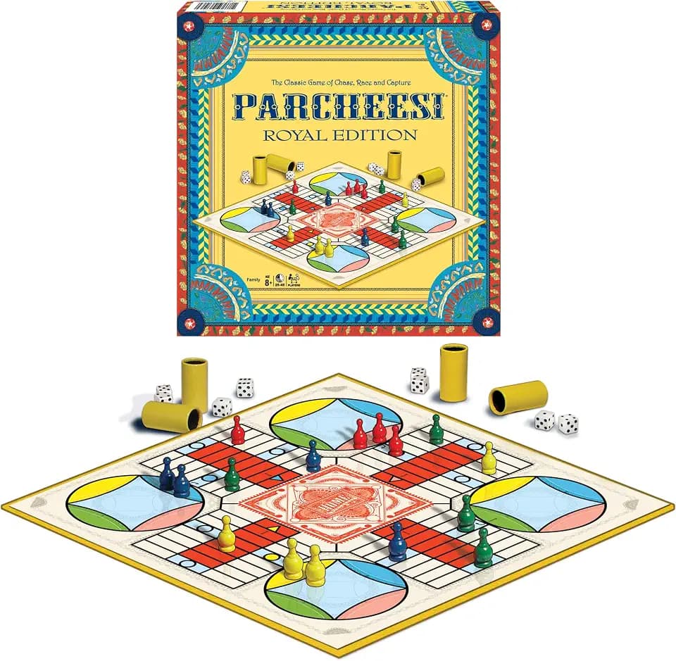 Parcheesi Royal Edition Board Game, Charming Graphics Board Game for 2-4 Players, Minimum Age 6 and Up, Number of Players: 2-4, by Winning Moves Games USA