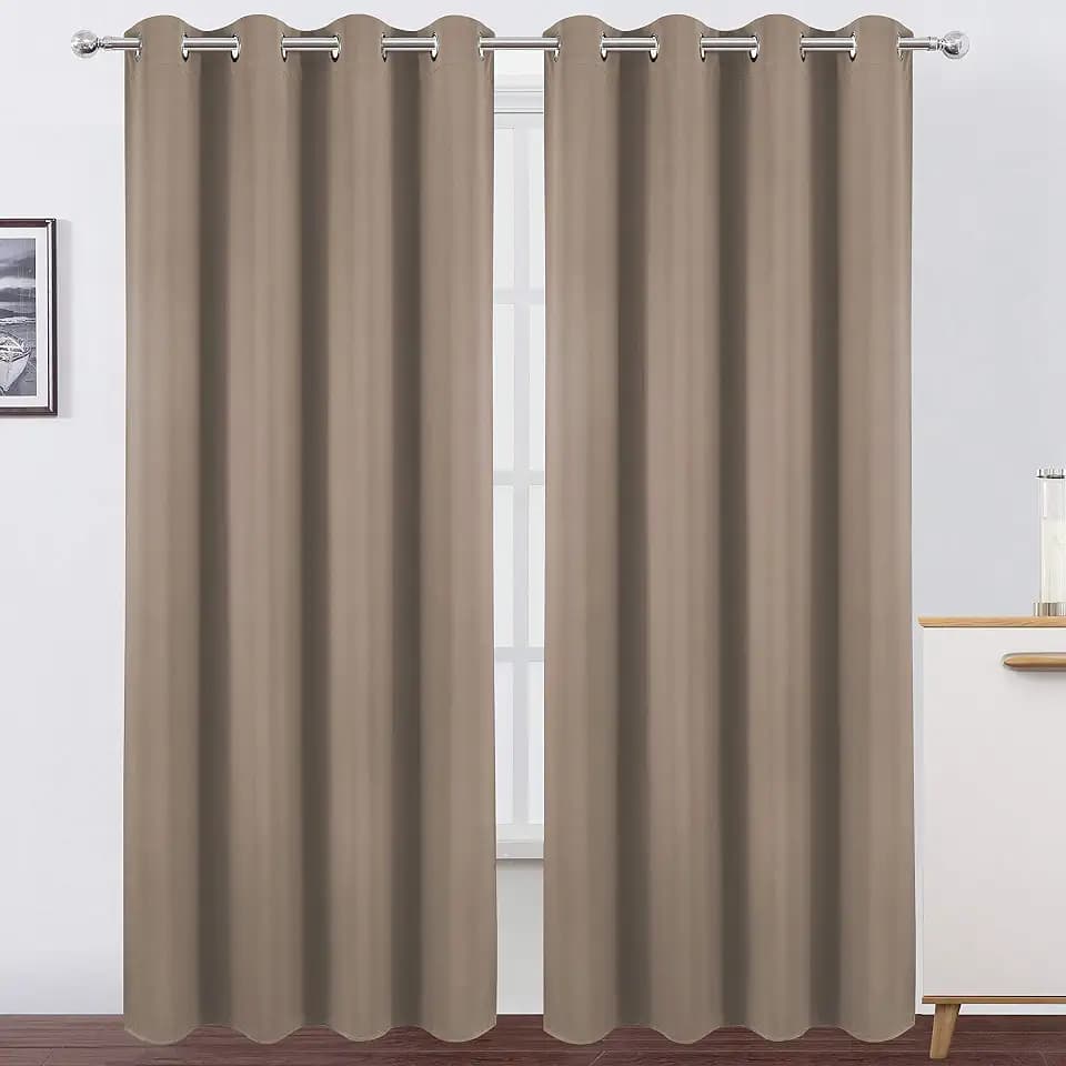 LEMOMO Blackout Curtains 66 x 84 inch/Cappuccino Curtains Set of 2 Panels/Thermal Insulated Room Darkening Bedroom Curtains