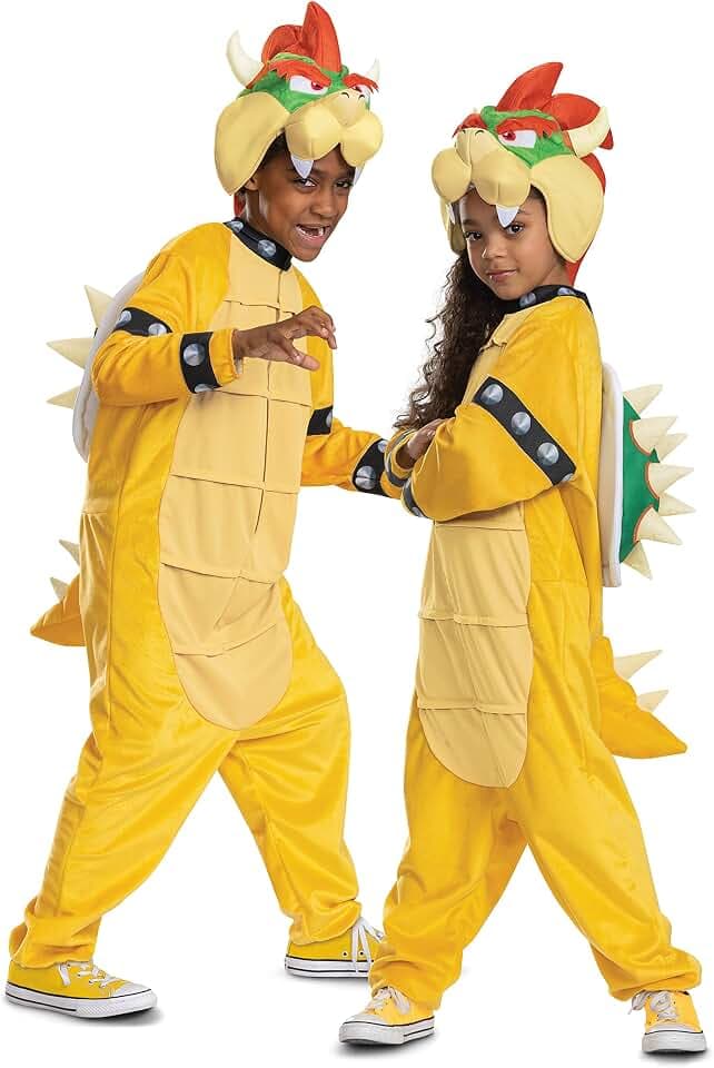 Disguise Bowser Costume Hooded Jumpsuit, Official Super Mario Character Costume for Kids, Size (14-16)