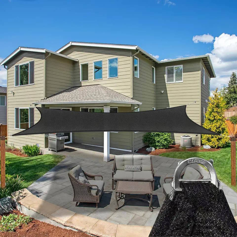 Heavy Duty 12' x 16' Rectangular Black Sun Shade Sail – 260 GSM Commercial Grade, UPF50+ UV Protection, Strong, Stylish, Built to Last with Custom Sizes 5-Year Warranty