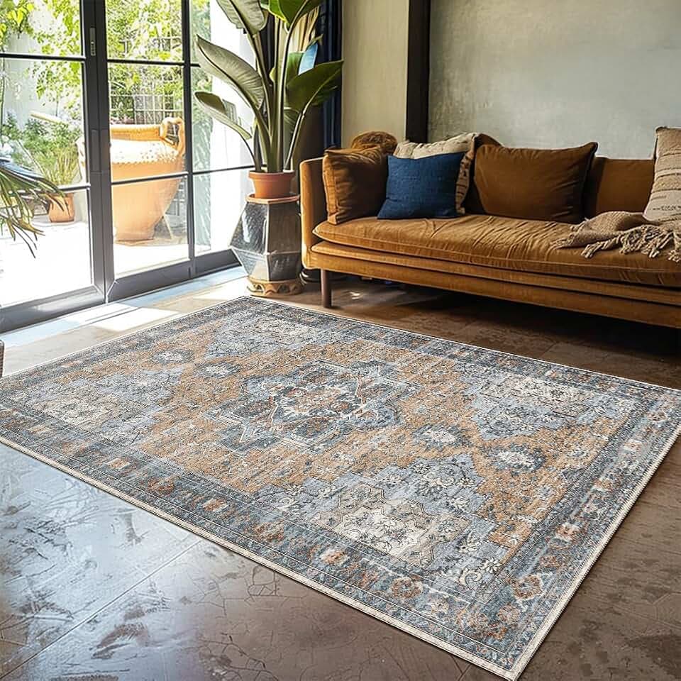 Muddy Mat® Coral 3x5 Washable Area Rugs for Living Room, Bedroom & Dining Room – Modern Soft Low Pile Non Slip Carpet – Pet Friendly Waterproof Foldable Rugs for Home