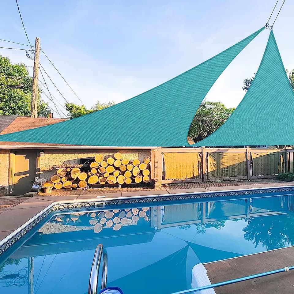 E&K Sunrise 10' x 10' x 10' Sun Shade Sail Triangle Canopy Shade Cover UV Block for Patio Backyard Garden Outdoor (Turquoise)