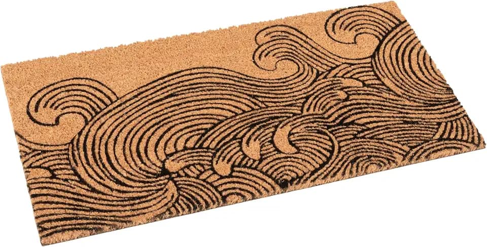 Creative Co-Op Wave Print Coir Doormat