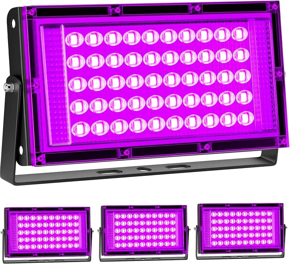 TigQiang 50w 4 Pack Black Light, Halloween Blacklight, Glow Party Supplies