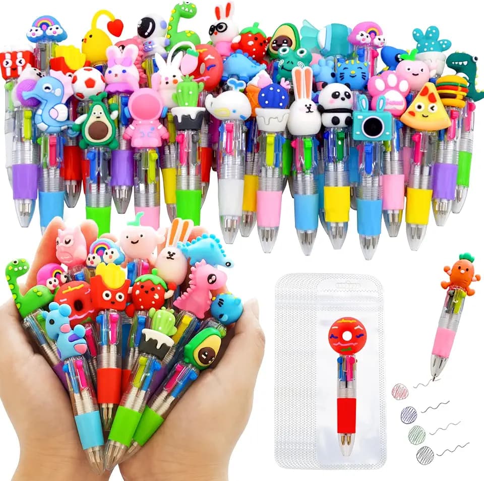 TOEMUR 200 PCS Multicolor Pen Set – 100 Cute Pens Bulk with 100 Pen Bags, Fun Pens for Party Favors, Christmas, Birthday, Kawaii Stationery for Student Prizes, Gifts Bulk for Friends