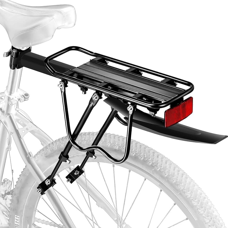 Fahrrad Gepäckträger Set [24-29 Zoll ]- 50KG Tragfähigkeit Fahrrad Gepäckträger Hinten mit Schutzblech und großem Reflektor, Schnellverschluss Fahrradträger für Mountainbike & Rennrad
