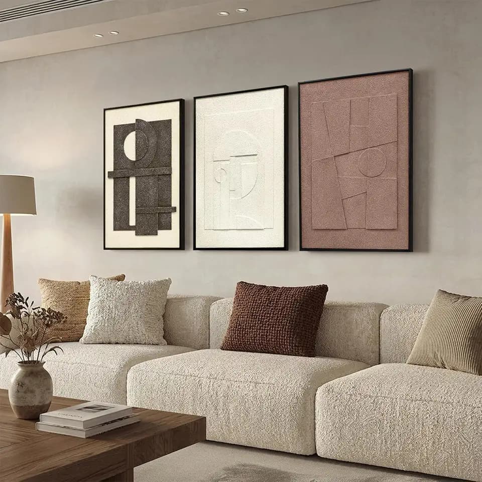 Zessonic 3D Textured Neutral Abstract Sandstone Framed Wall Art, 16"x24"x3