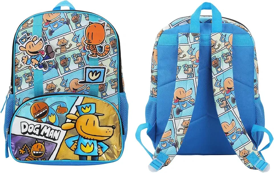 Dog Man 16" Kid's Backpack For School And Travel