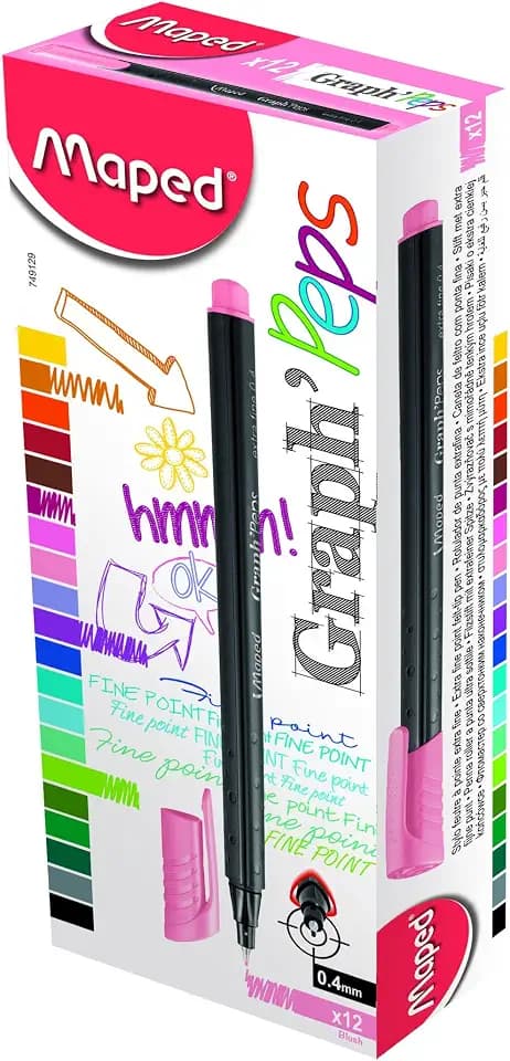Maped 749129 Graph Peps Fineliner – Blush (12 Stück)
