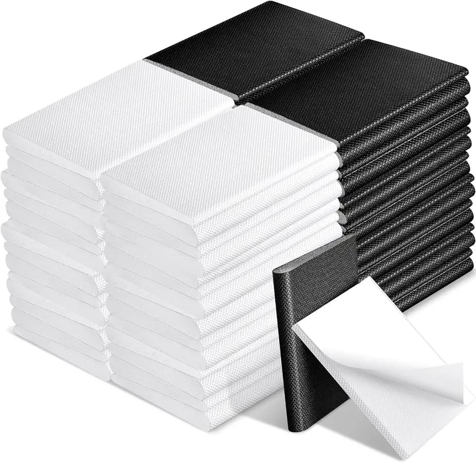 Zonon 64 Pieces Door Corner Seal Pads Adhesive Weatherstripping,Black,White