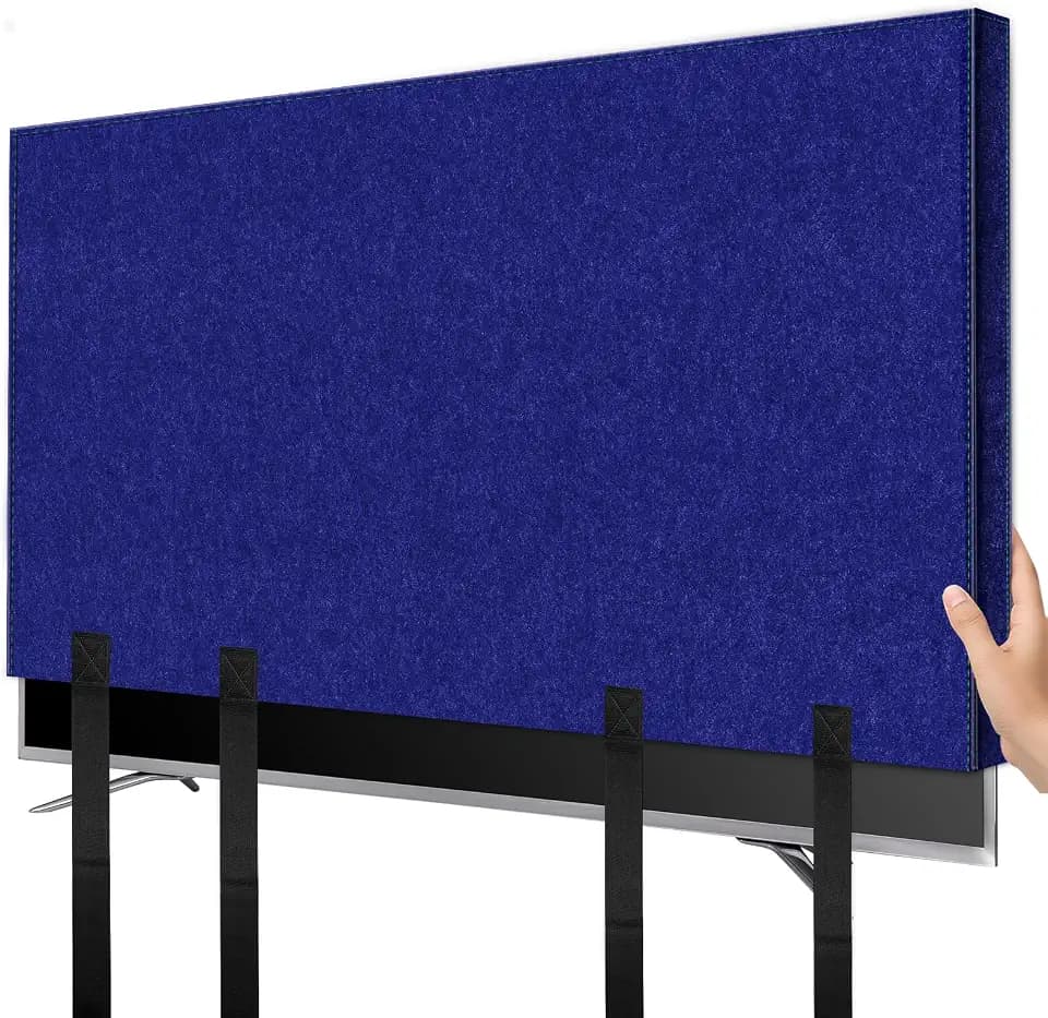 Wibeelee TV Cover for Moving 50"-55" Flat Screens Dust & Anti-Scratch TV Screen Protector Cover with Bottom Strap for Moving, Painting, Renovation, Pet Scratch Prevention & Furniture Protection（Blue）