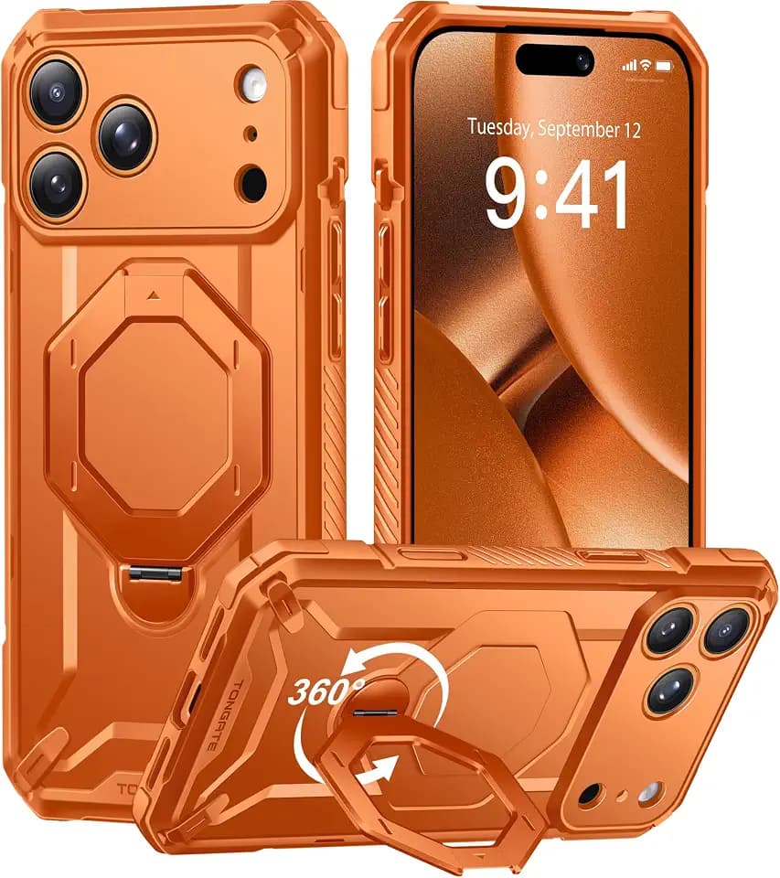 TONGATE for iPhone 18 Pro Max Case/17 Pro Max Case with 360° Magnetic Stand