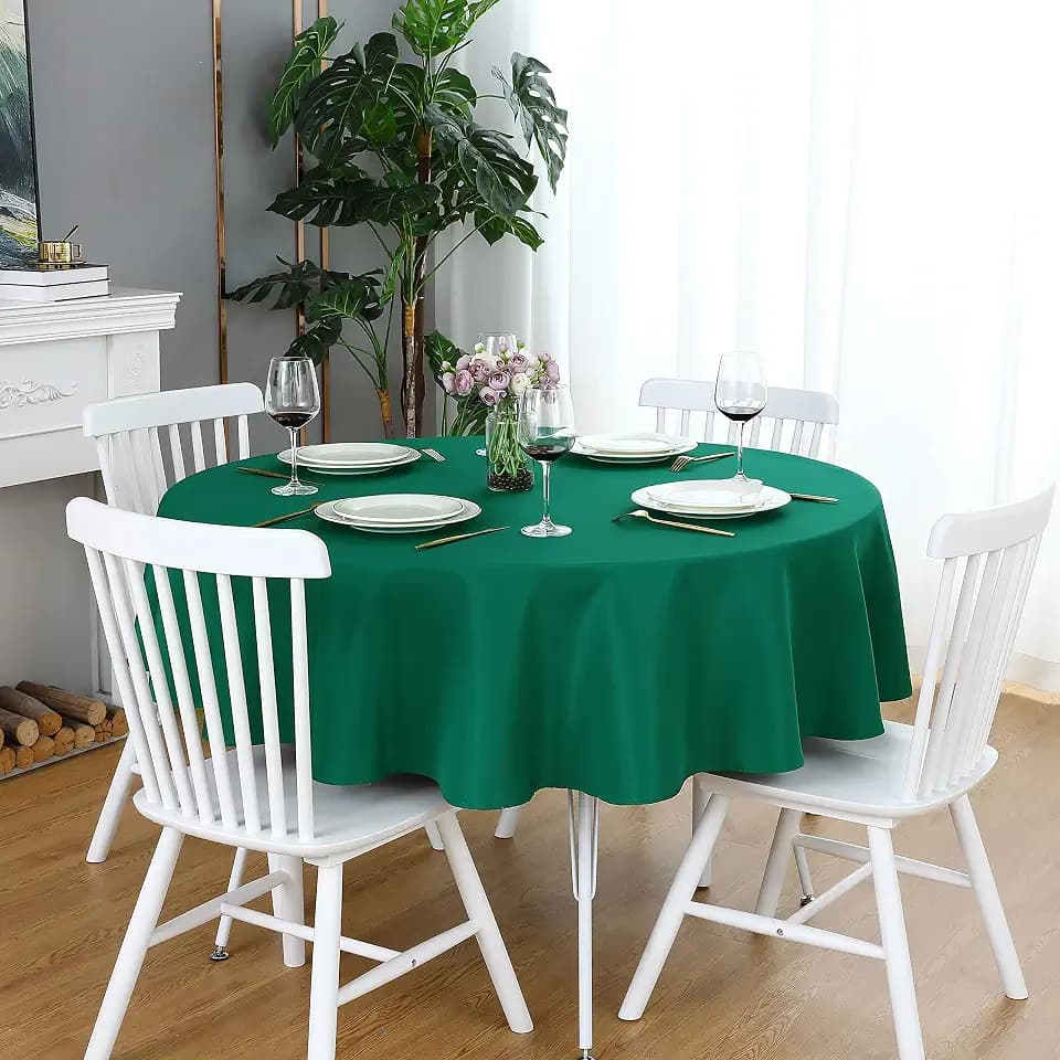 FOLINS&HOME Green 90 Inch Round Tablecloth, Waterproof Table Cloth