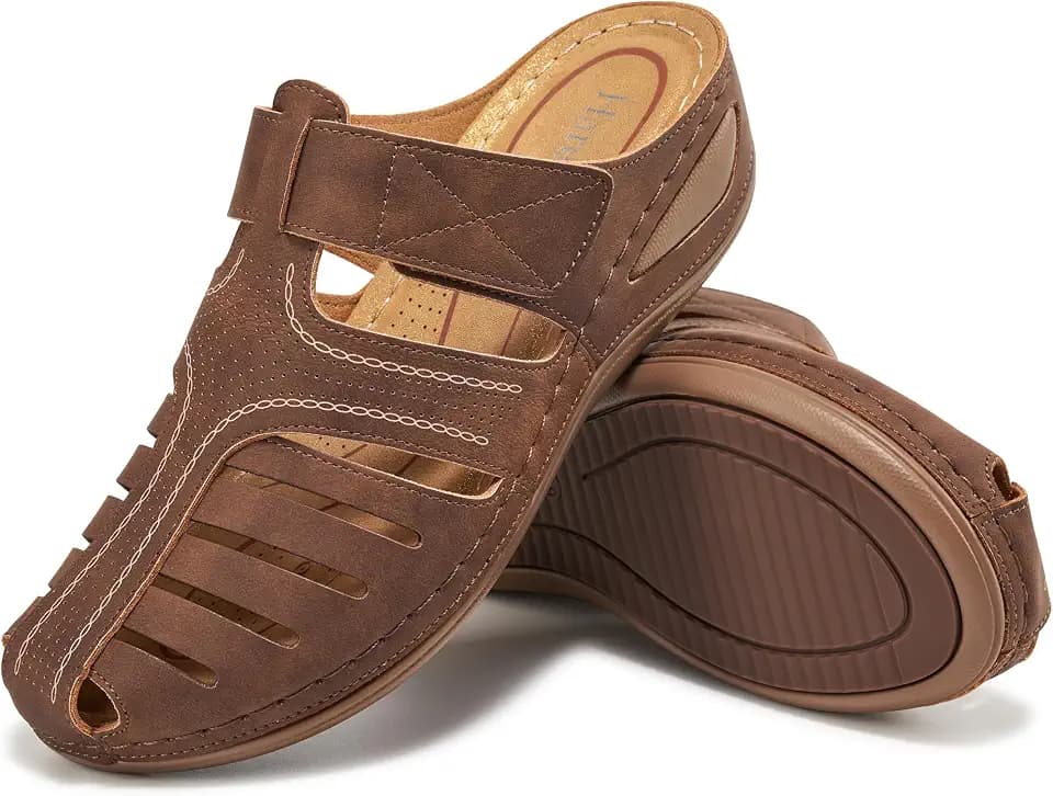 HARENCE Clogs for Women Comfortable Mules: Closed Toe Slip On Casual Shoes