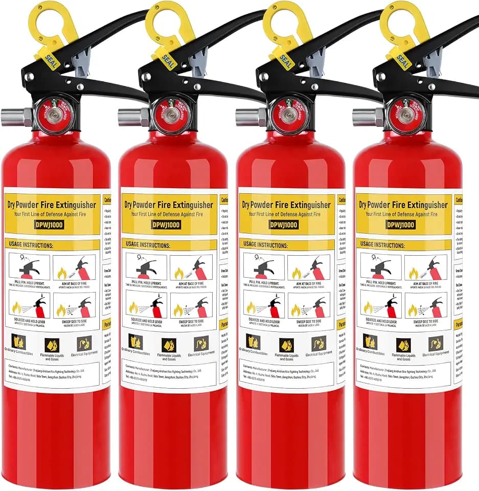4 Pack Fire Extinguishers with Mount, 2.5 lb ABC Dry Chemical 1-A:10-B:C
