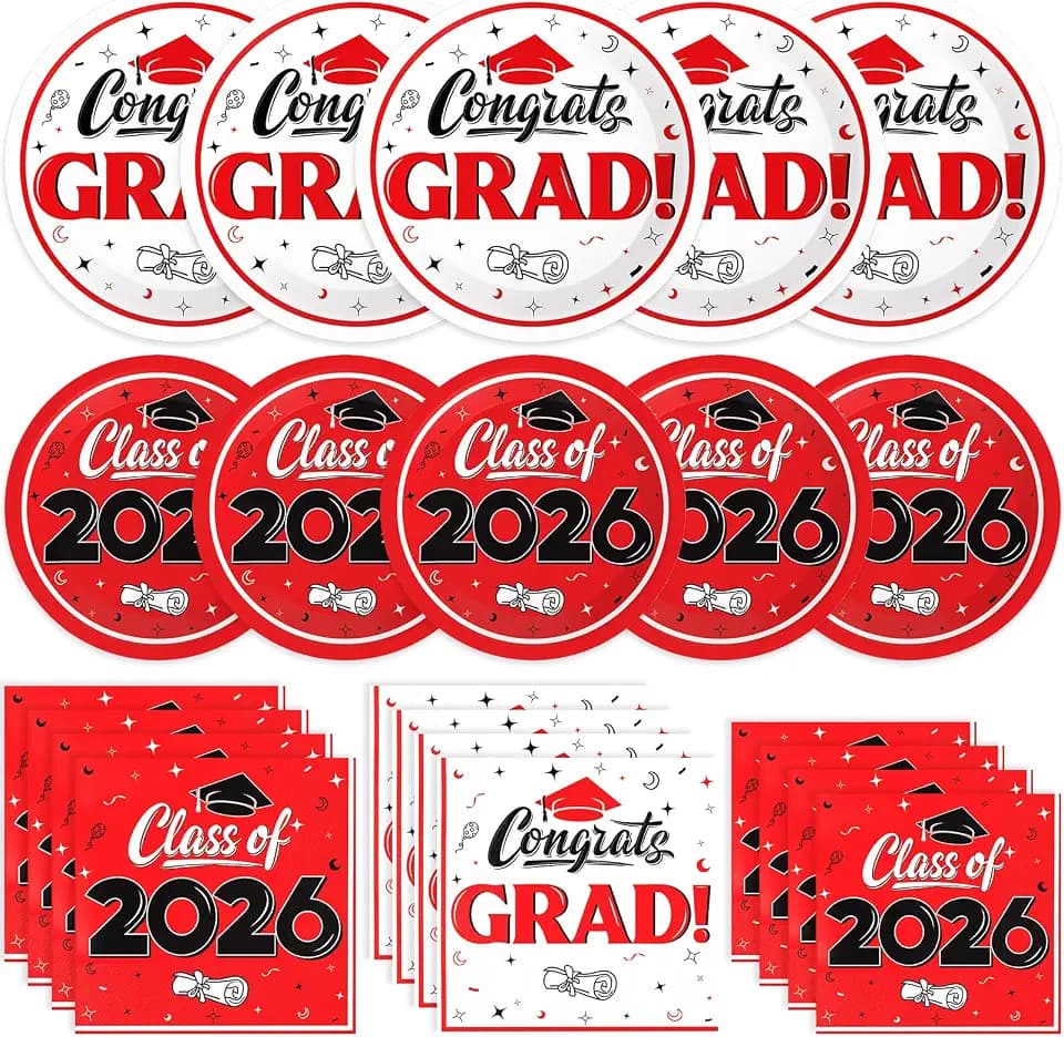 Graduation Paper Plates and Napkins, Class of 2026 Party Supplies 50 Guests