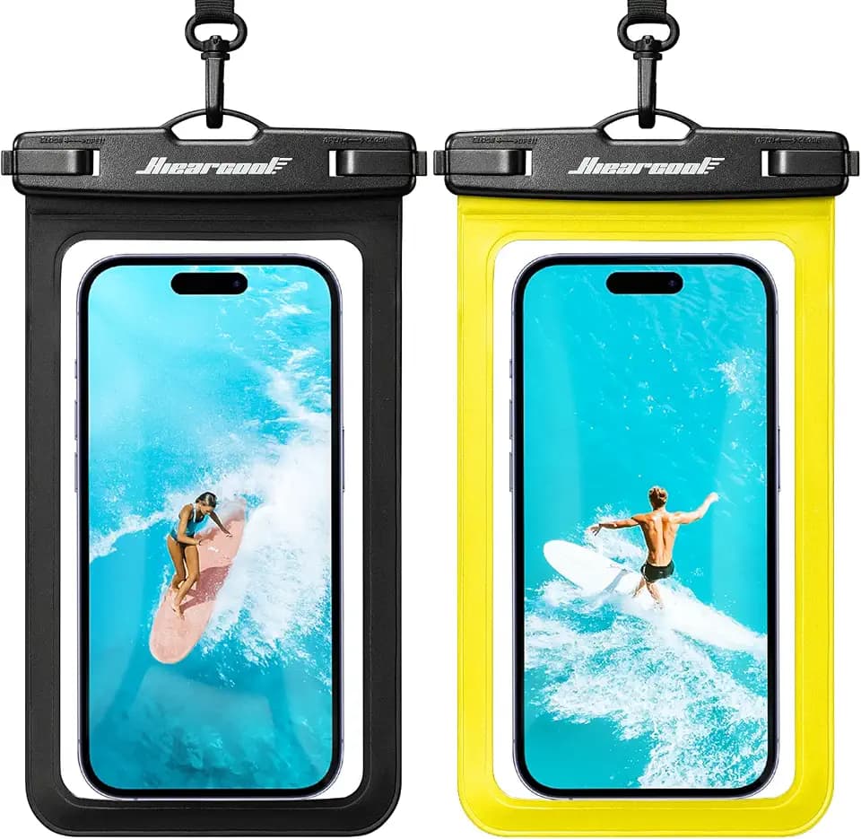 Hiearcool Waterproof Phone Pouch, Waterproof Phone Case, Black&Yellow 2Pack