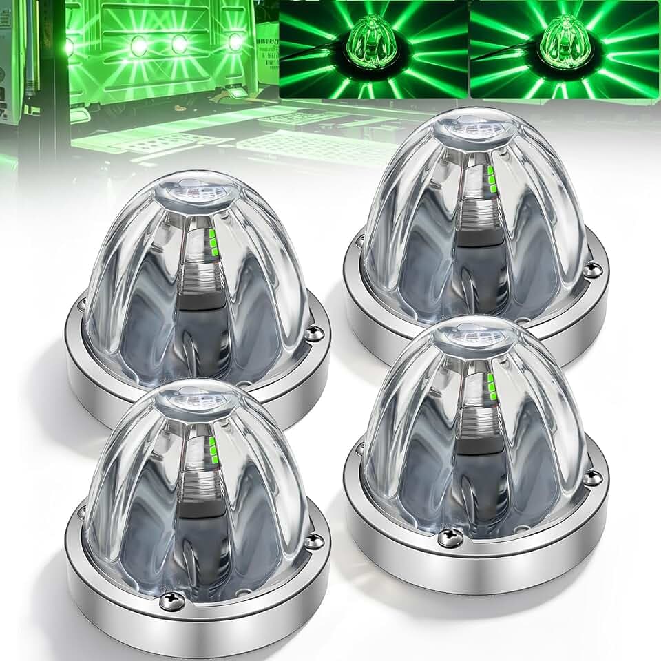 BJZ 4Pcs Green Watermelon LED Lights w/High & Low Lighting, Watermelon-shaped Side Marker Clearance Tail Top Cap Roof Lights for 12V Trailer Truck Semi-trailer Heavy-duty Truck Bus Van Golf Cart