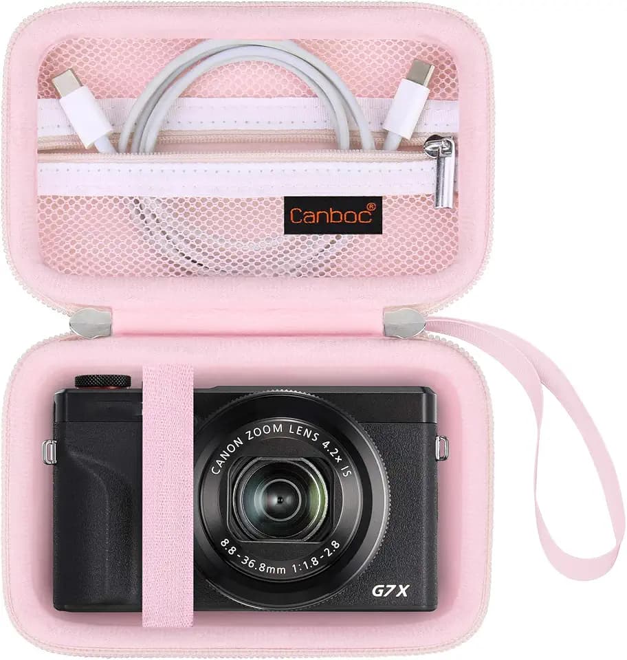 Canboc Camera Case for Canon PowerShot G7 X Mark III/G7X Mark II,Jelly Pink