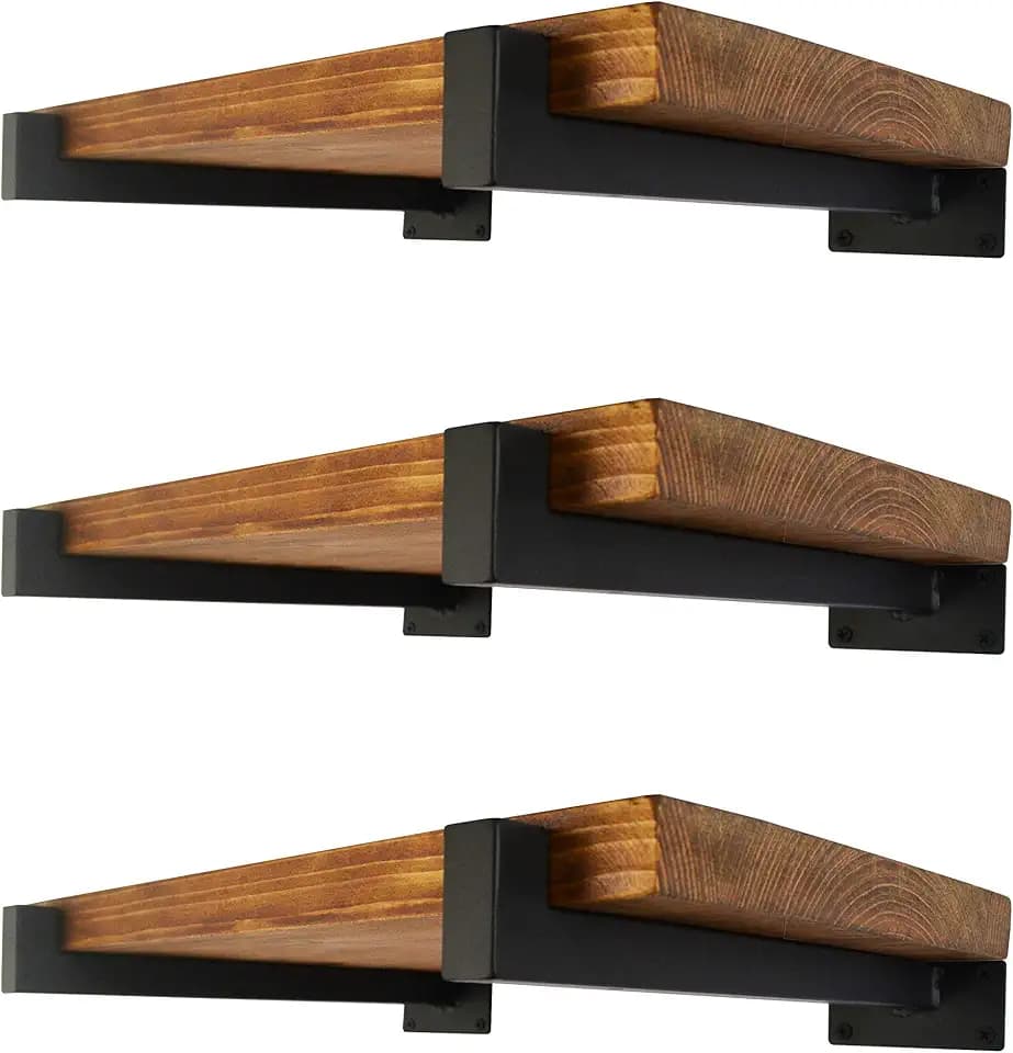Ezydecor, Regalhalterung, 10 cm, Schwarz, wandmontierte Industrie-Regalträger, Metallregalstützen mit Kante (6er-Pack)
